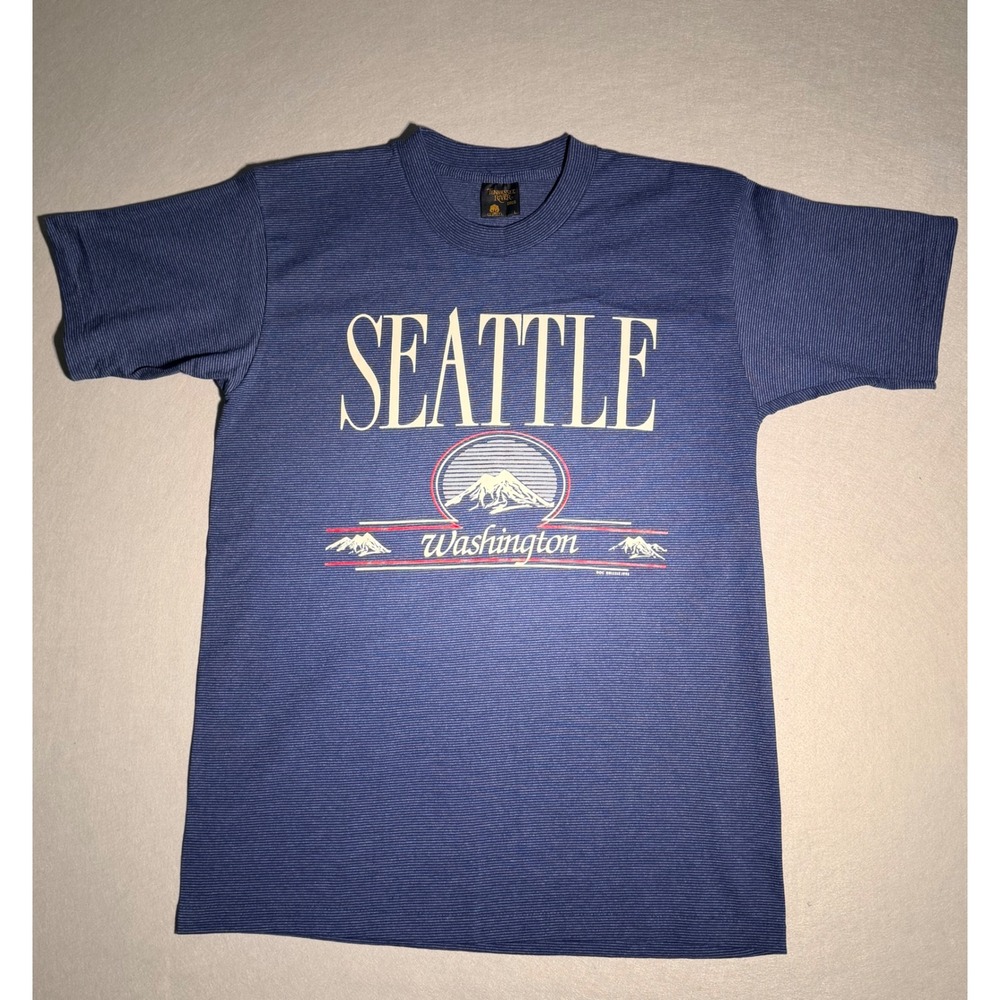 1993 Vintage Tennessee River Seattle T Shirt Mens L Blue Micro Stripe Single St
